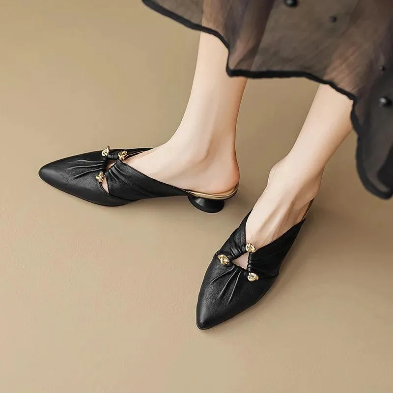 TSS69 Leather Slippers Sandals - Women's Casual Shoes