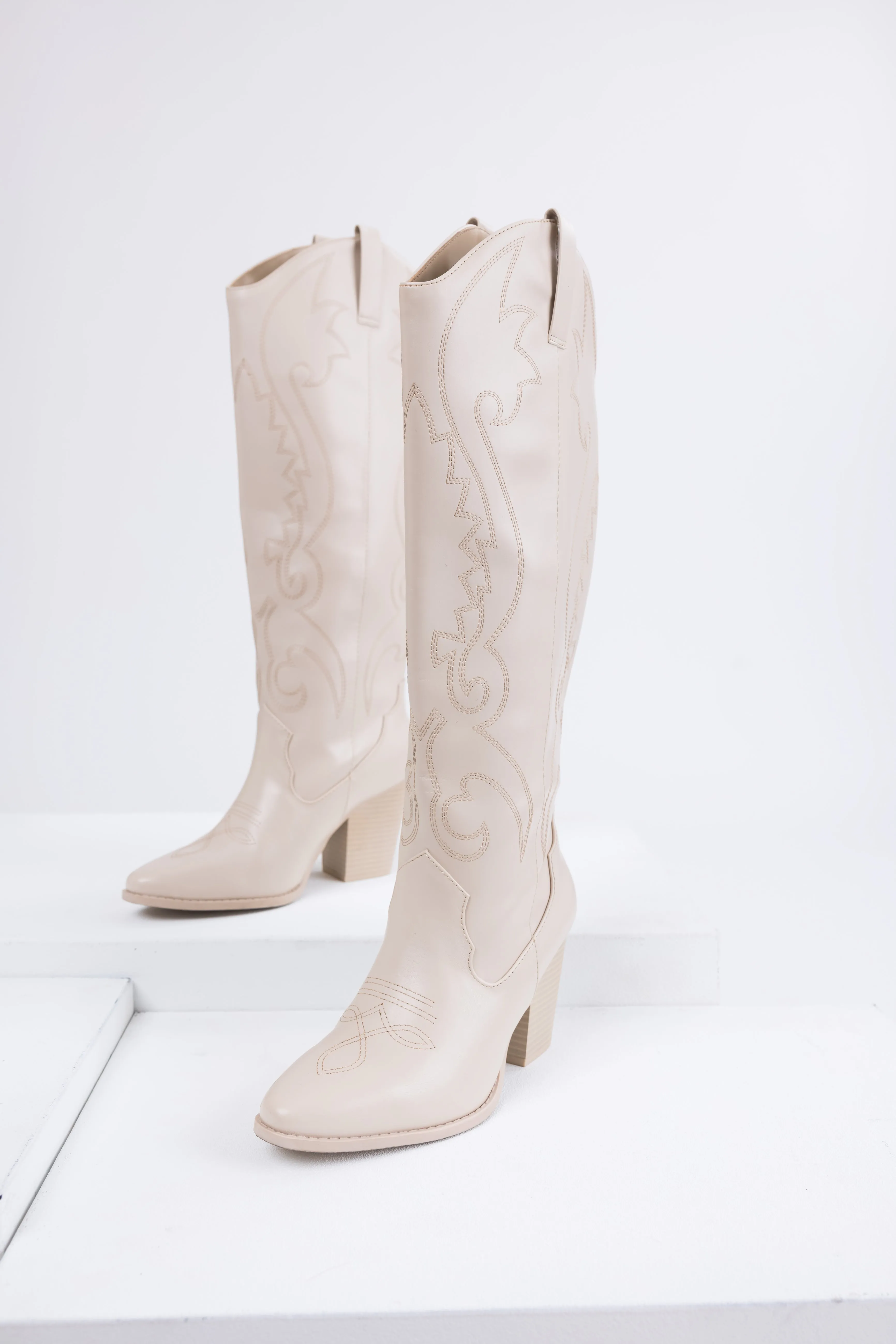 Vanilla Knee High Block High Heel Western Boots