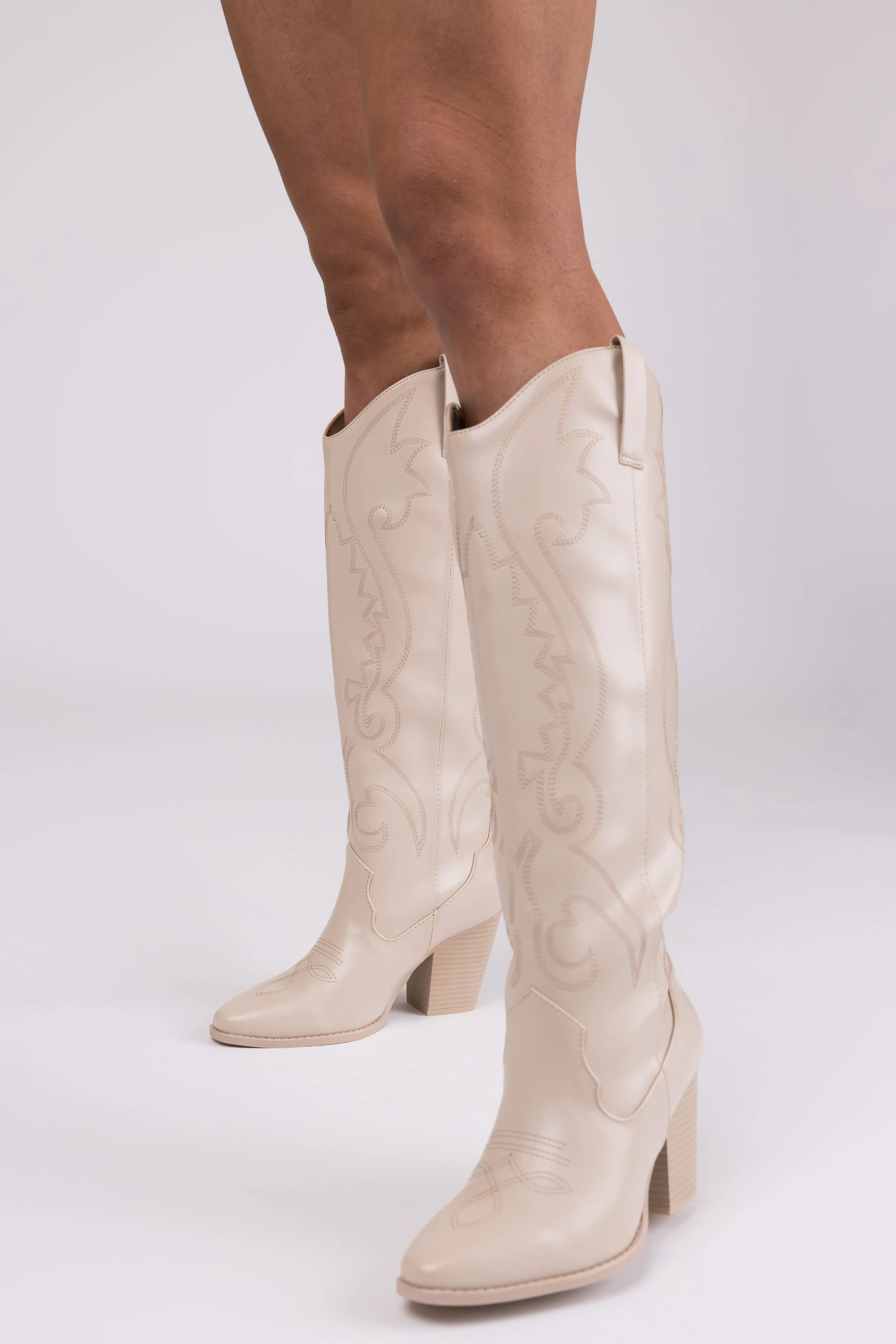 Vanilla Knee High Block High Heel Western Boots