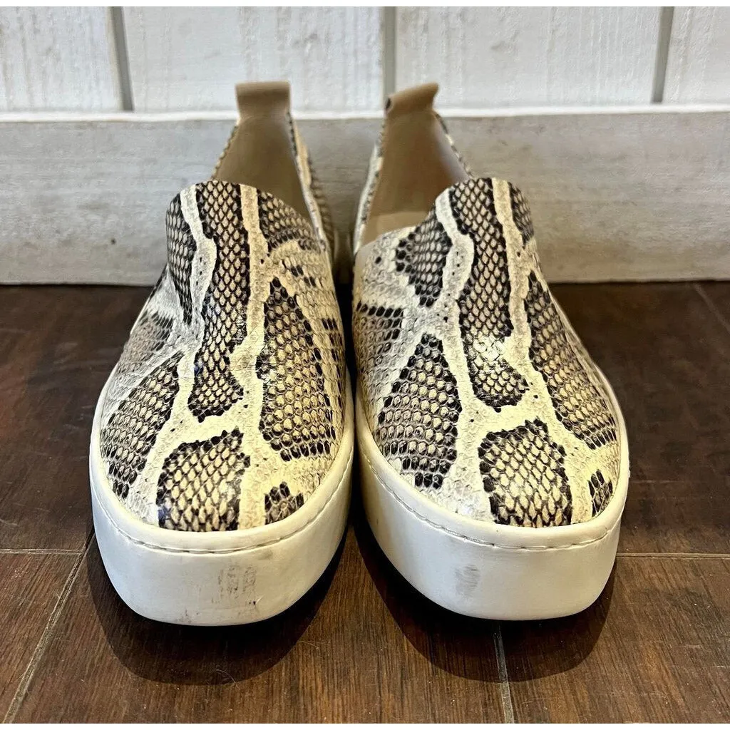 Vince Saxon Snakeskin-Embossed Leather Platform Sneakers - Size 7