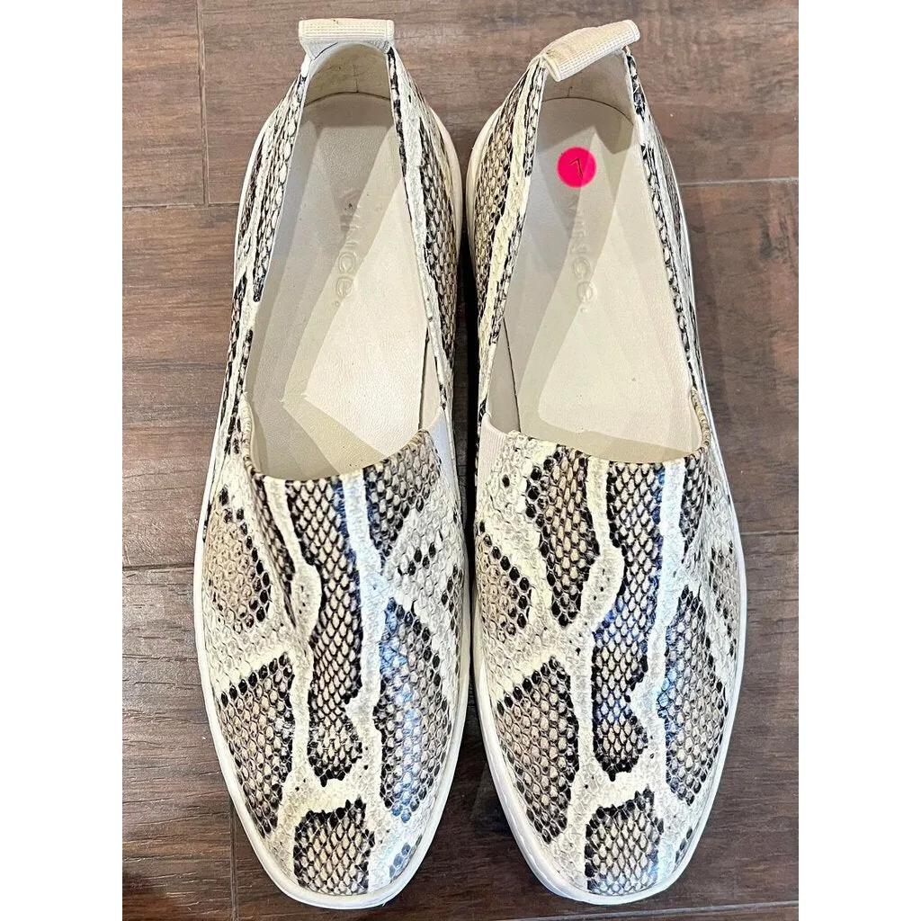 Vince Saxon Snakeskin-Embossed Leather Platform Sneakers - Size 7