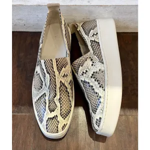 Vince Saxon Snakeskin-Embossed Leather Platform Sneakers - Size 7