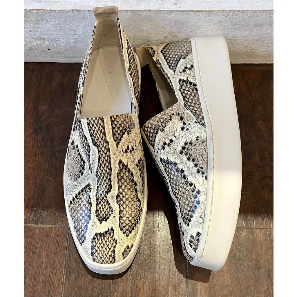 Vince Saxon Snakeskin-Embossed Leather Platform Sneakers - Size 7