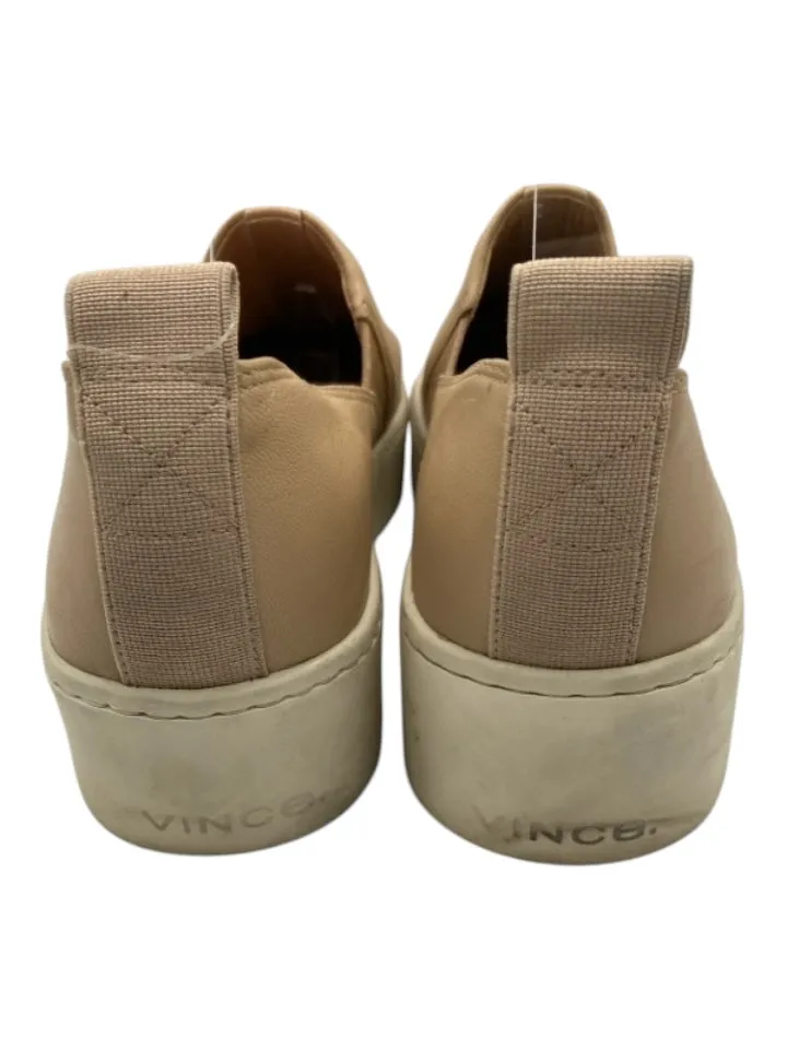 Vince Shoe Size 7 Beige & Cream Leather Square Toe Platform Sneakers