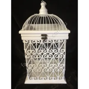 White Hearts Bird Cage Wishing Well