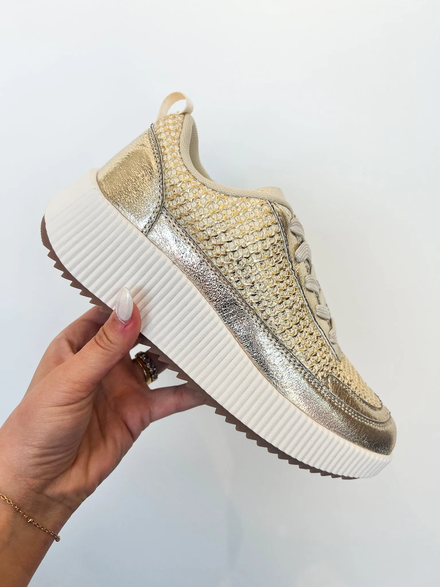 Willow Woven Sneakers- Metallic Gold