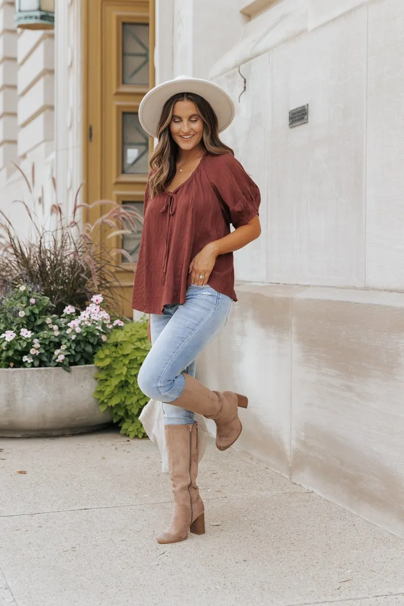 Wine Textured Boho Blouse - FINAL SALE