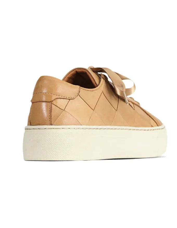 Woven Tan Leather Sneaker