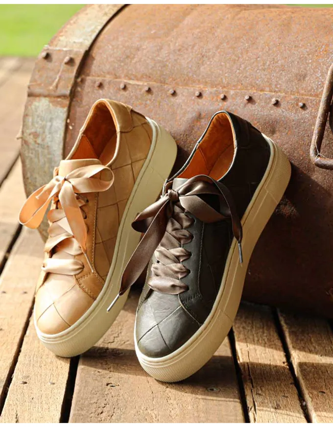 Woven Tan Leather Sneaker