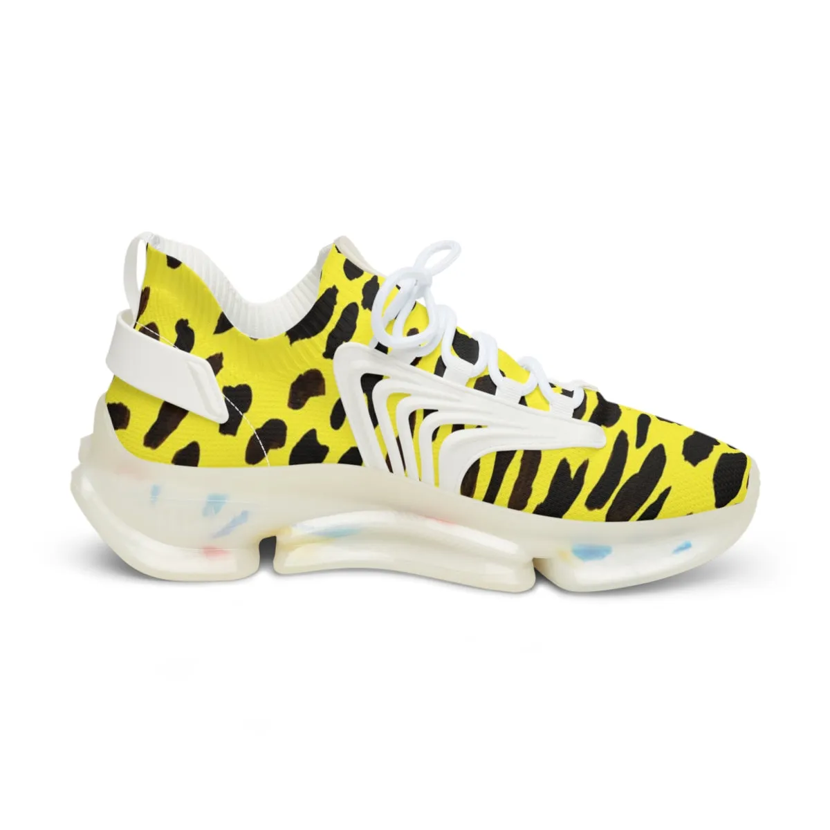 Yellow Cheetah Print Men's Shoes, Best Comfy Men's Mesh Sports Sneakers Shoes (US Size: 5-12)