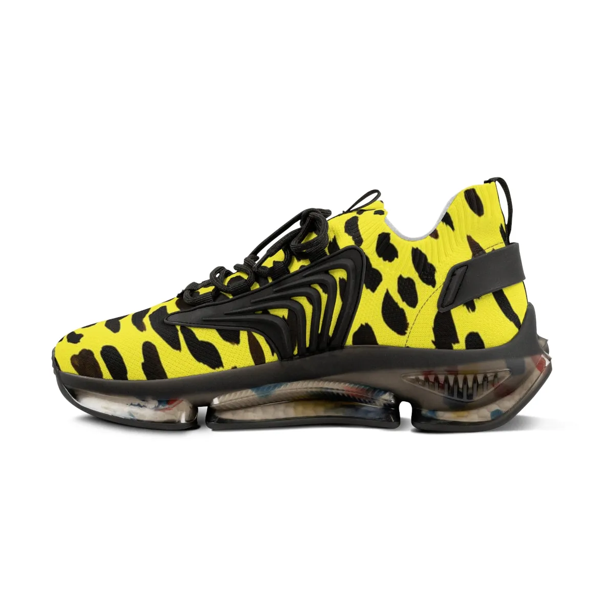 Yellow Cheetah Print Men's Shoes, Best Comfy Men's Mesh Sports Sneakers Shoes (US Size: 5-12)