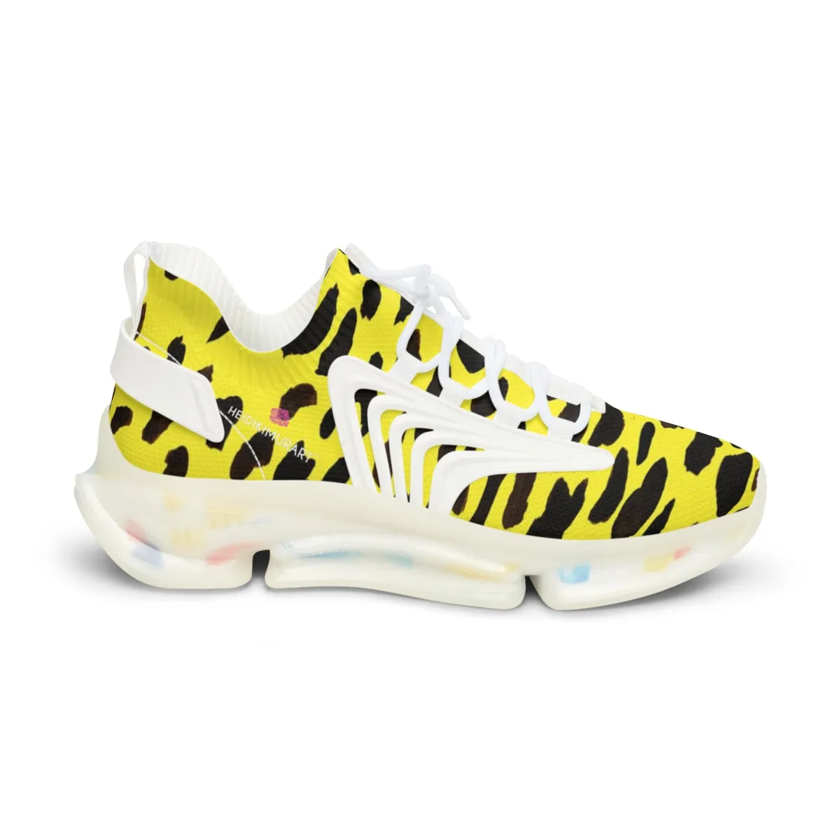 Yellow Cheetah Print Men's Shoes, Best Comfy Men's Mesh Sports Sneakers Shoes (US Size: 5-12)