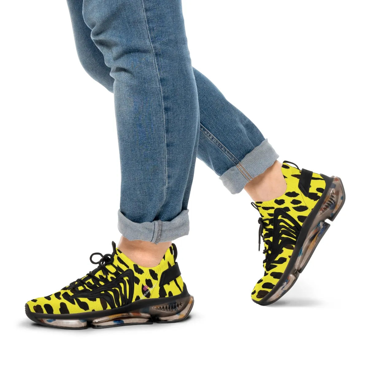 Yellow Cheetah Print Men's Shoes, Best Comfy Men's Mesh Sports Sneakers Shoes (US Size: 5-12)