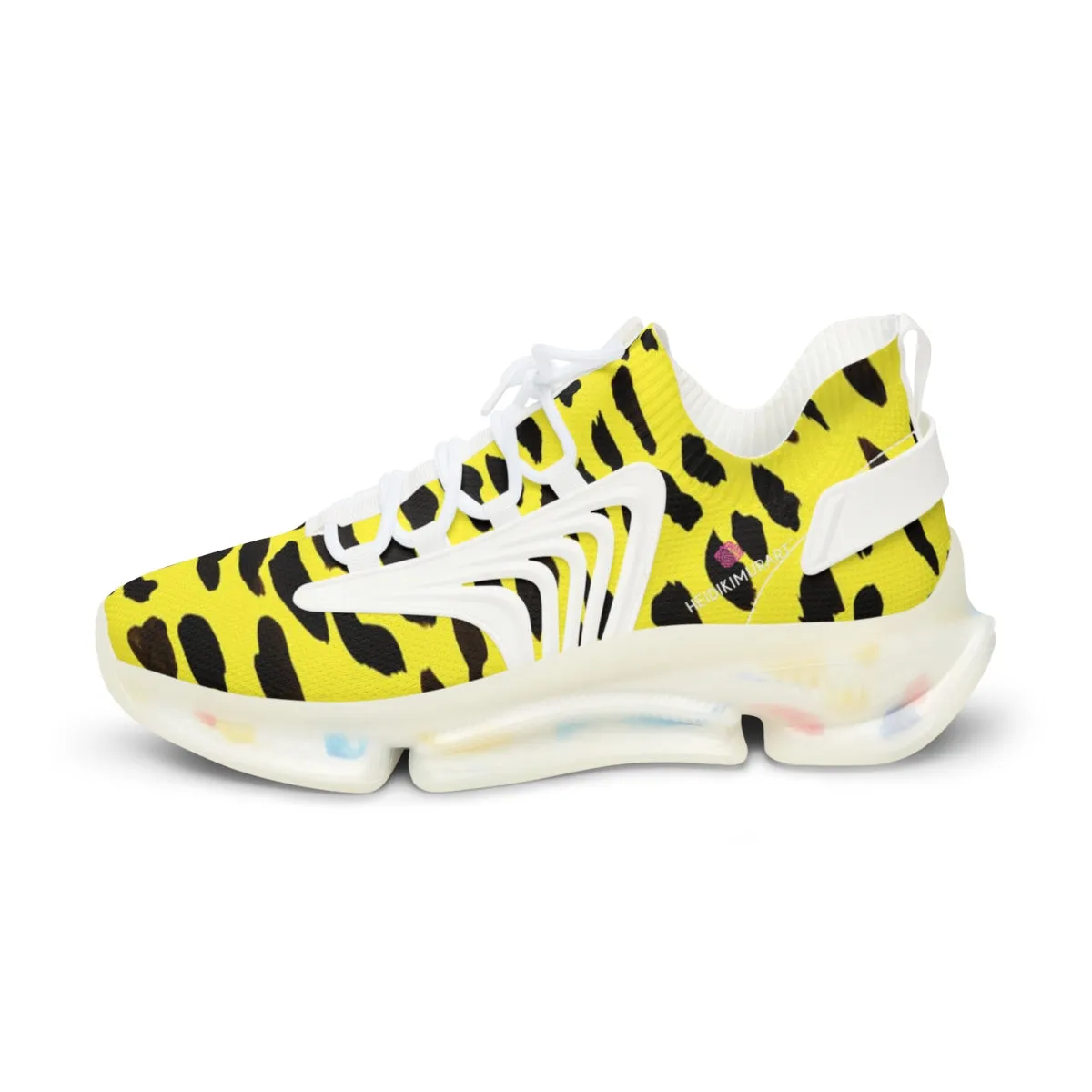 Yellow Cheetah Print Men's Shoes, Best Comfy Men's Mesh Sports Sneakers Shoes (US Size: 5-12)