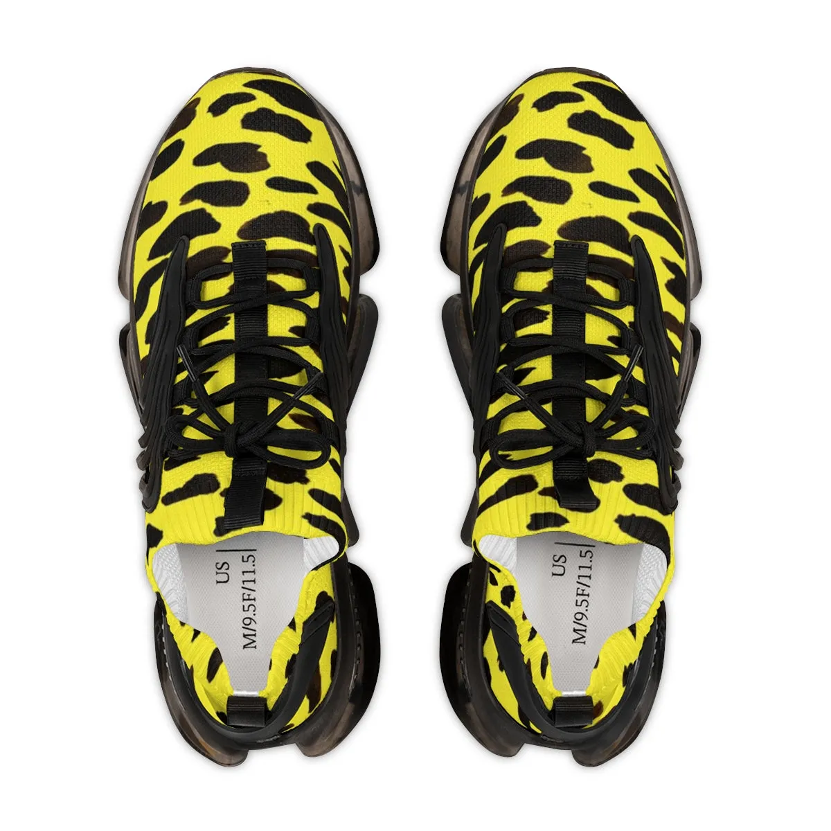 Yellow Cheetah Print Men's Shoes, Best Comfy Men's Mesh Sports Sneakers Shoes (US Size: 5-12)