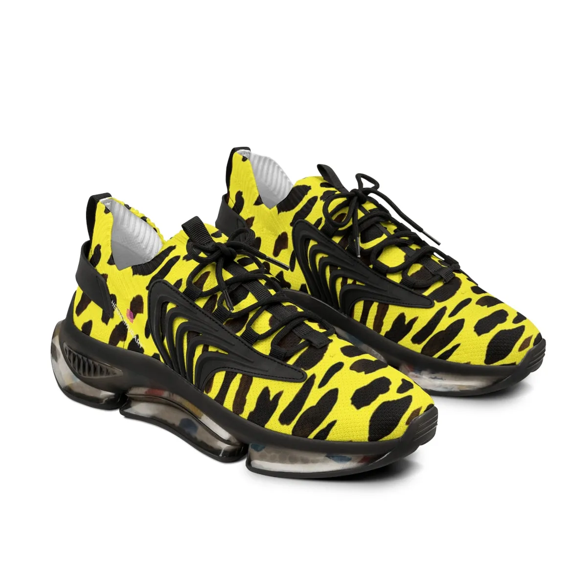 Yellow Cheetah Print Men's Shoes, Best Comfy Men's Mesh Sports Sneakers Shoes (US Size: 5-12)