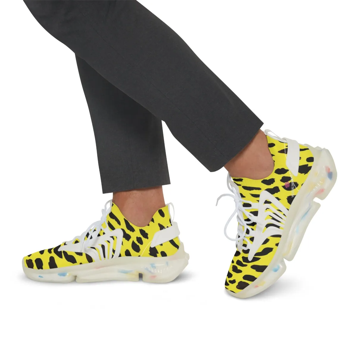 Yellow Cheetah Print Men's Shoes, Best Comfy Men's Mesh Sports Sneakers Shoes (US Size: 5-12)