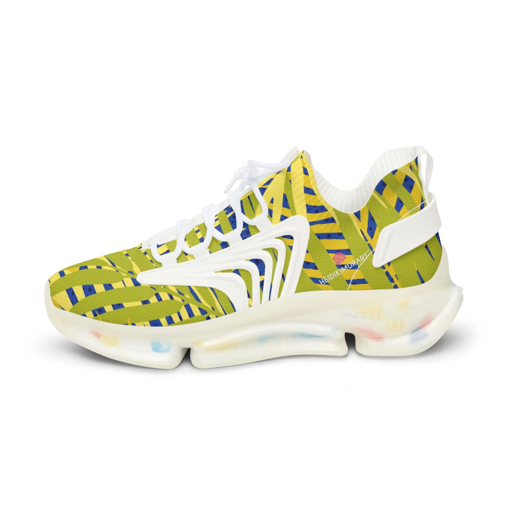 Yellow Palm Leaves Men's Shoes, Yellow Blue Palm Tropical Leaves Print Best Comfy Men's Mesh Sports Sneakers Shoes (US Size: 5-12)