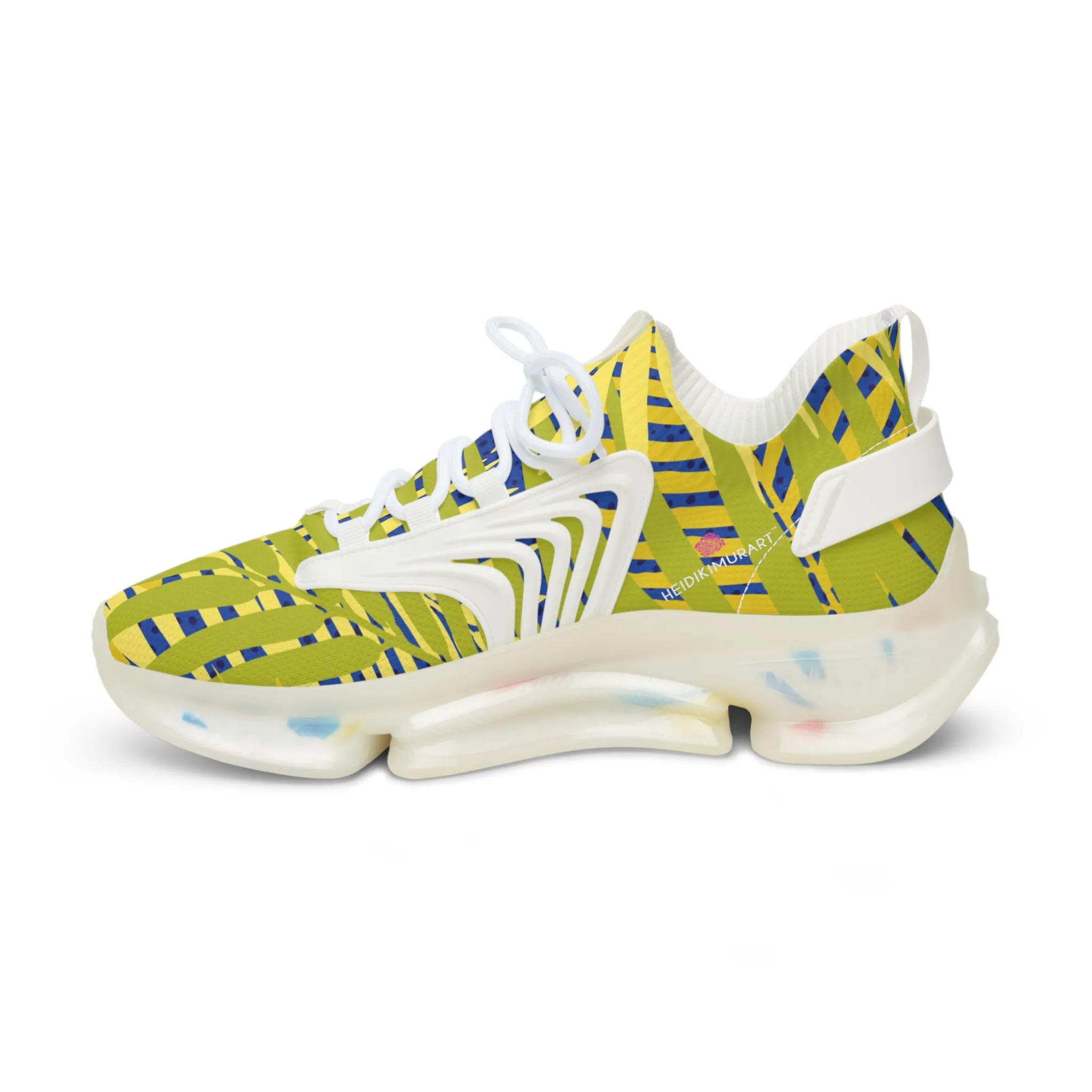 Yellow Palm Leaves Men's Shoes, Yellow Blue Palm Tropical Leaves Print Best Comfy Men's Mesh Sports Sneakers Shoes (US Size: 5-12)