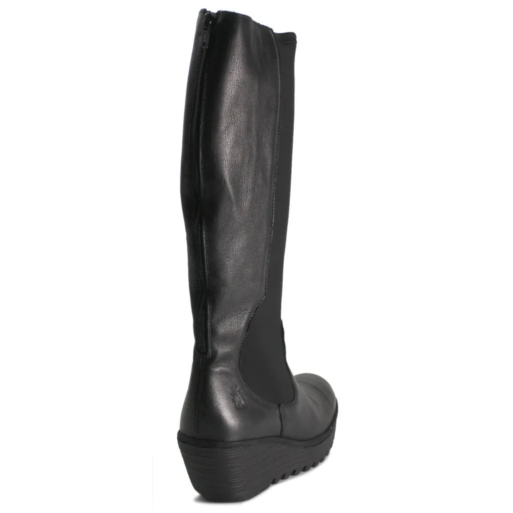 Yoja401Fly Leather Women's Zip Up Knee High Boots